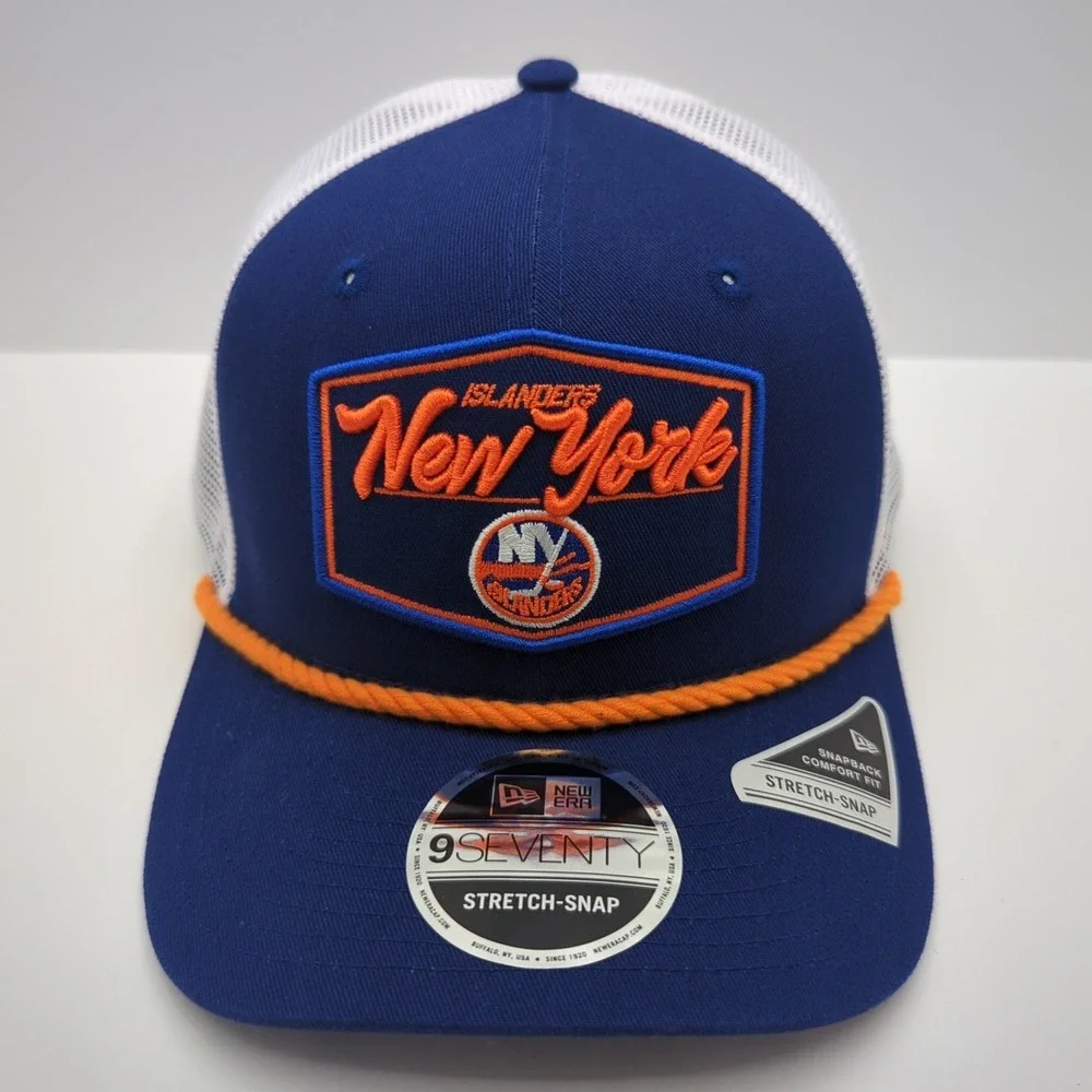 New Era 9SEVENTY New York Islanders Hat Blue White Mesh Stretch Snapback NHL Cap